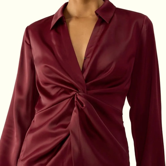 Sanctuary Elegant Burgundy Satin Blouse - Picture 1 of 6